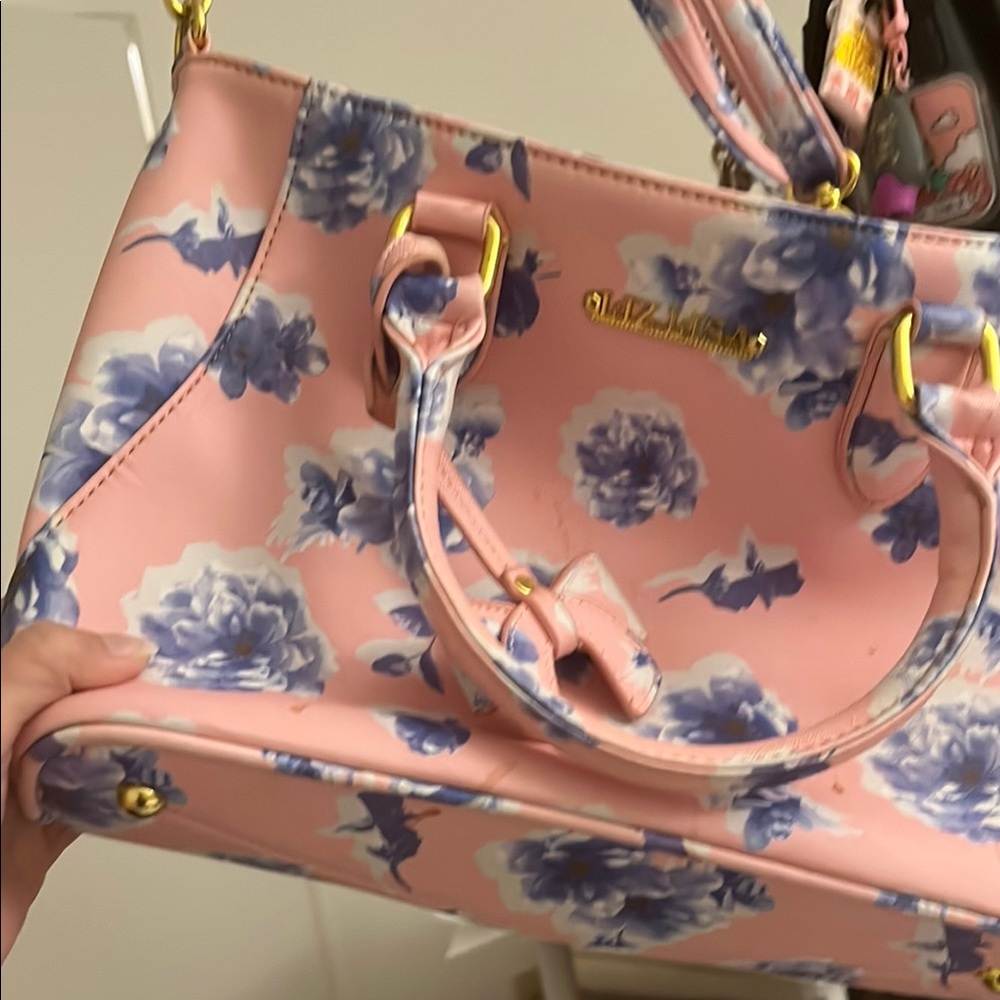 Elegant Pink and Blue Floral Satchel Liz Lisa